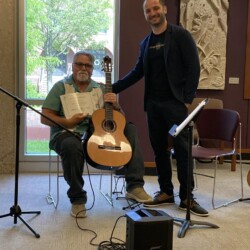 guitar level classical guitar teacher and guitar student holding a certificate